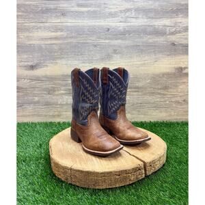 Ariat Youth - Size 10.5 - Brown / Blue Square Toe  Cowboy Boots 10021591